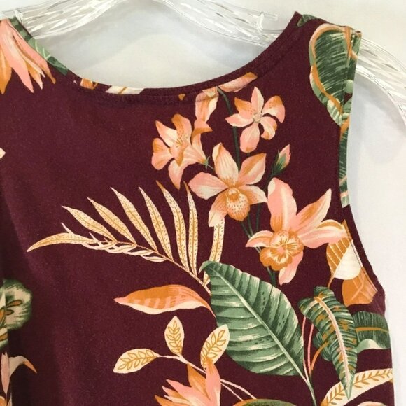 Old Navy Everywear Tank Top Sleeveless in Tropical Burgundy Floral Women's Sz XS - Picture 7 of 9